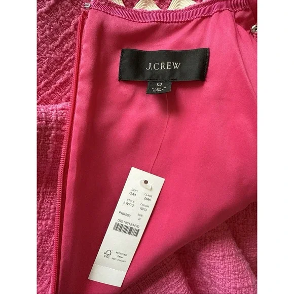 NWT J. Crew Sheathed Tweed Dress Size 0 Sleeveless Preppy Classy Country Club - Picture 3 of 13